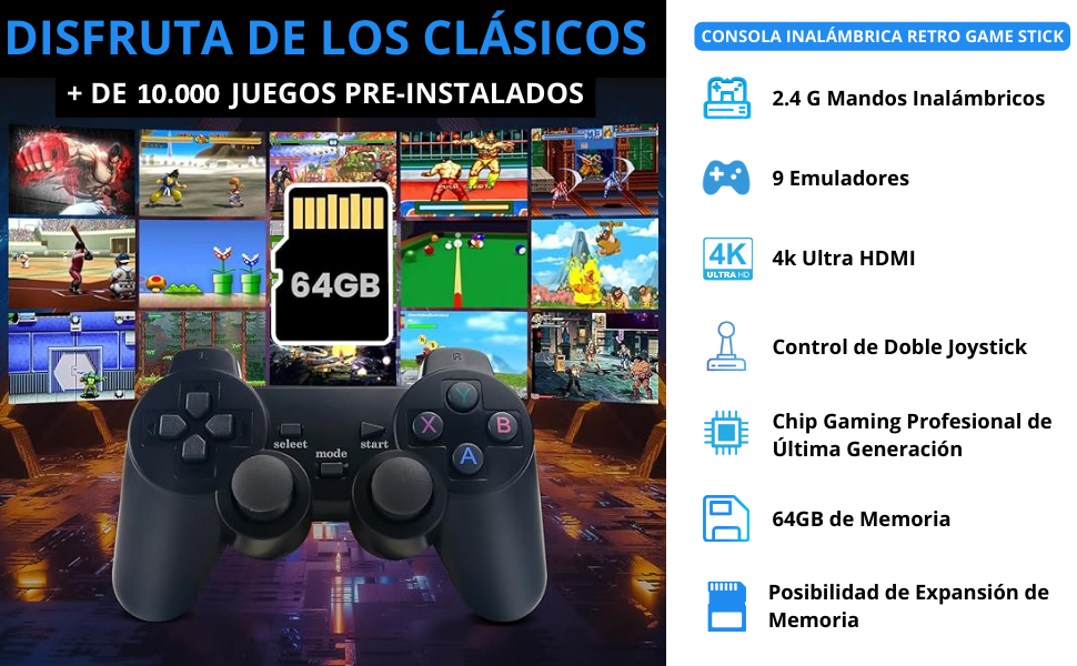 Consola Retro Inalámbrica con más de 10.000 Juegos